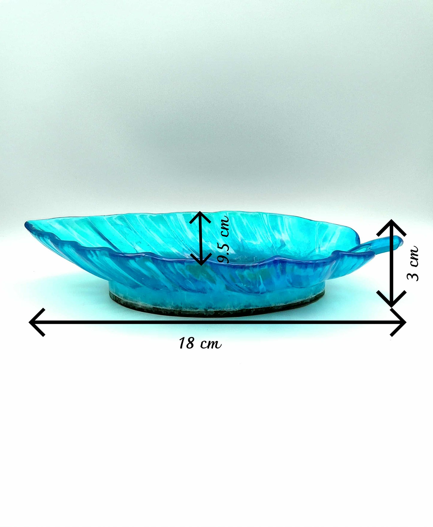 🍃 Plat en époxy en forme de feuille – Bleu océan 🩵