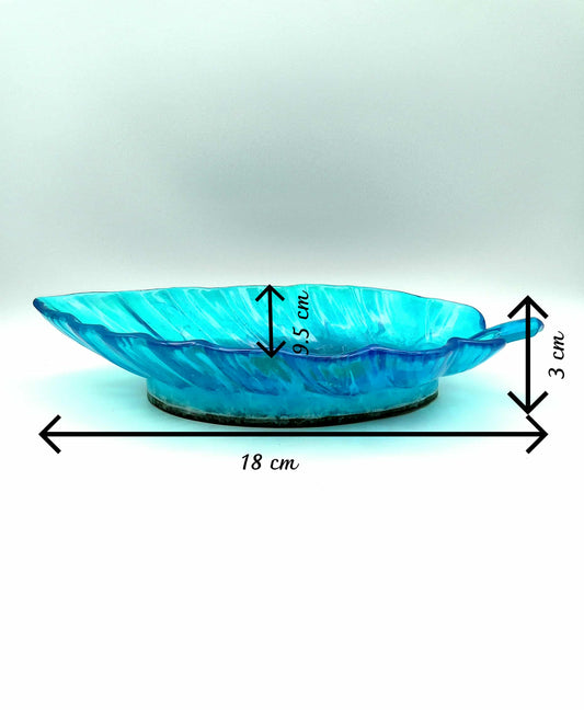 🍃 Plat en époxy en forme de feuille – Bleu océan 🩵