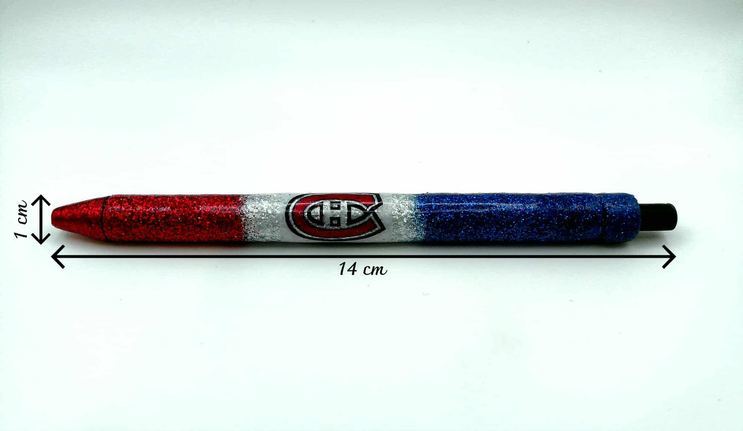 ✨ Stylo en Époxy Pailleté – Canadiens de Montréal ✨