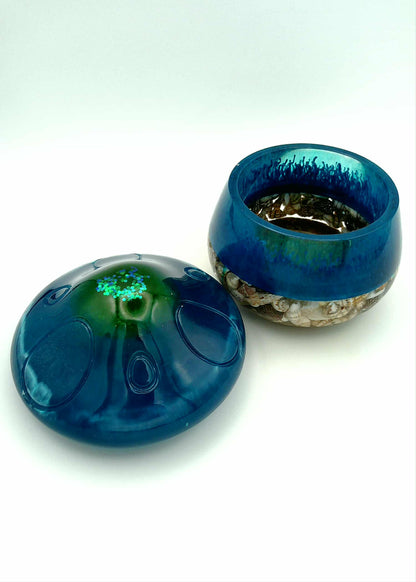 🌊 Pot en résine Ocean Wave avec base et couvercle en coquillage🌊 