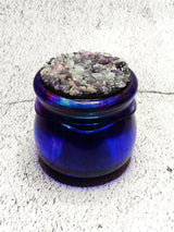 Pot en Résine Époxy Bleu Irisé avec Couvercle | Jarre Fait Main | Décoration Luxe | Pot de Rangement Unique | Cadeau Artisanal
