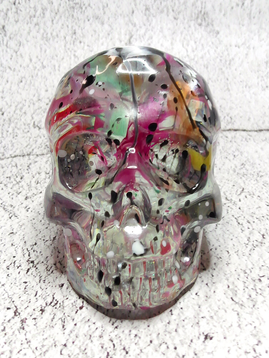 Crâne Coloré en Résine Époxy Fait Main | Décoration Gothique Unique | Skull Artistique | Cadeau Original | Décor Alternative