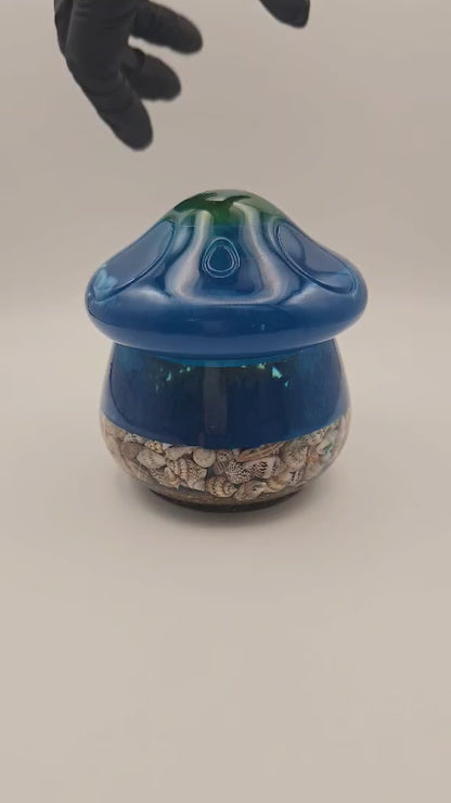 🌊 Pot en résine Ocean Wave avec base et couvercle en coquillage🌊 